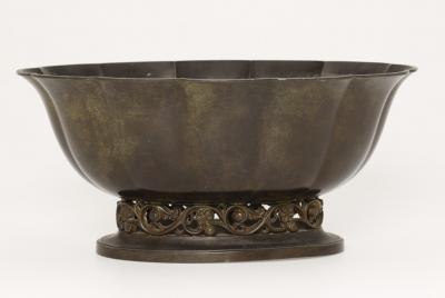 Just Andersen Just Andersen patinated disco metal planter model 164