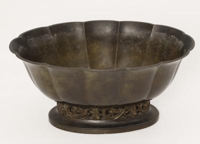 Just Andersen Just Andersen patinated disco metal planter model 164