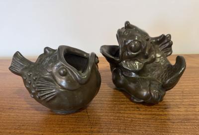 Just Andersen Pair of Danish Art Deco Just Andersen Fighting Fish 1920