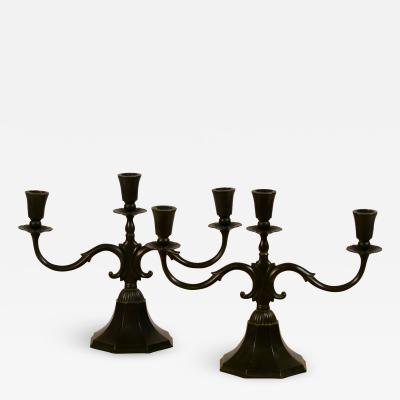 Just Andersen Pair of Large Candelabra in Disko Metal by Just Andersen