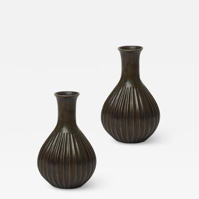 Just Andersen Pair of Petite Vases in Bronze by Just Andersen