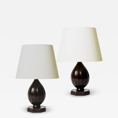 Just Andersen Pair of Table Lamps with Fluted Design in Disko by Just Andersen