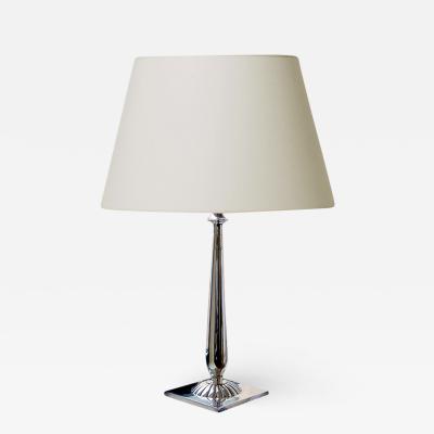 Just Andersen Silvered Table Lamp with Lotus Column Stand by Just Andersen for GAB