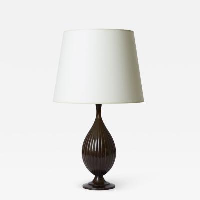 Just Andersen Table lamp with reeded ovoid form by Just Andersen