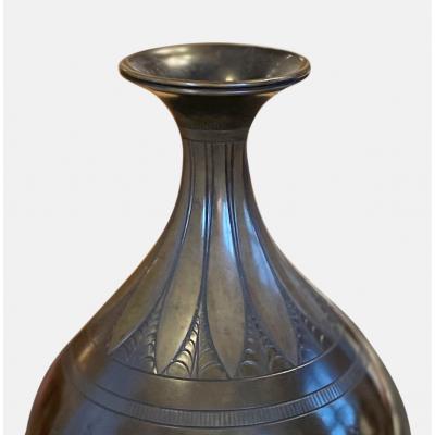 Just Andersen Vase with Lotus Ornament in Bronze by Just Andersen
