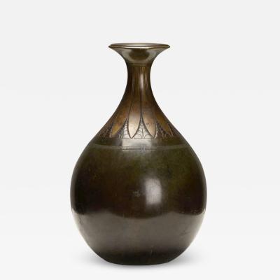 Just Andersen Vase with Lotus Ornament in Bronze by Just Andersen