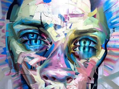 Justin Bower Justin Bower Fractal Event Abstract Portrait Oil Painting on Canvas 2010