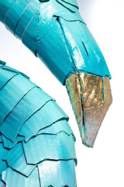 Justin King Flamingo in Tiffany Box Blue with Hot Pink and Gold Leaf Detail