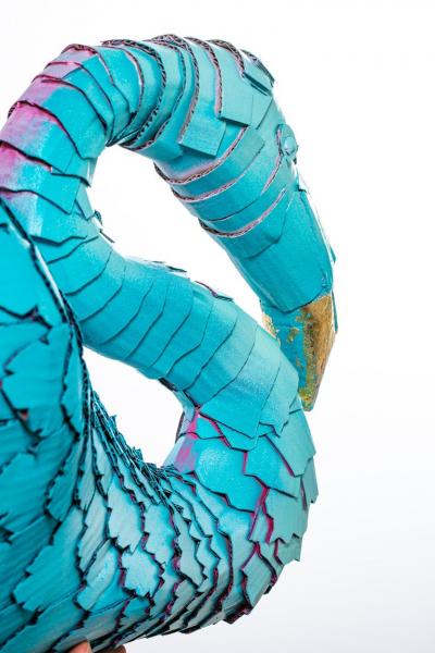 Justin King Flamingo in Tiffany Box Blue with Hot Pink and Gold Leaf Detail
