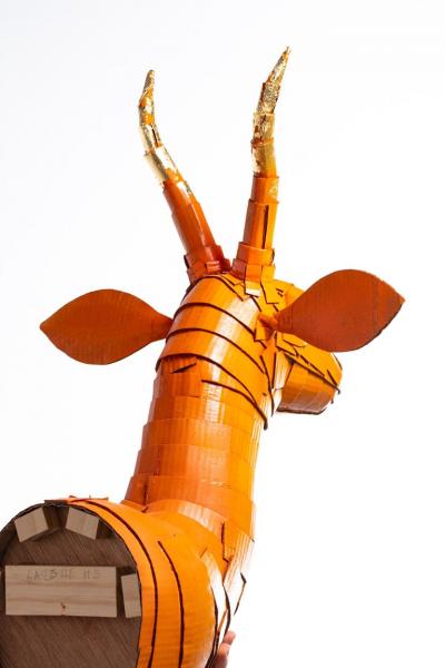 Justin King Gazelle 5 in Persimmon Orange with Gold Leaf Horn Detail