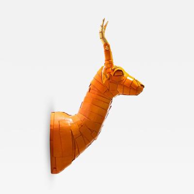 Justin King Gazelle 5 in Persimmon Orange with Gold Leaf Horn Detail