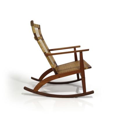 Juul Kristensen Rare Hans Olsen for Juul Kristensen Teak Cane Rocking Chair