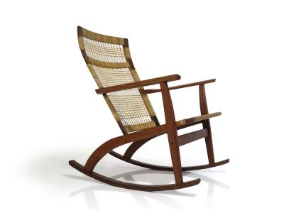 Juul Kristensen Rare Hans Olsen for Juul Kristensen Teak Cane Rocking Chair