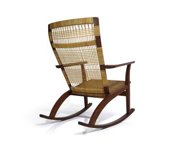 Juul Kristensen Rare Hans Olsen for Juul Kristensen Teak Cane Rocking Chair