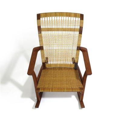 Juul Kristensen Rare Hans Olsen for Juul Kristensen Teak Cane Rocking Chair