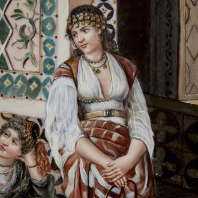 K nigliche Porzellan Manufaktur KPM Orientalist porcelain plaque in the manner of KPM