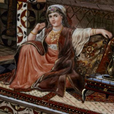 K nigliche Porzellan Manufaktur KPM Orientalist porcelain plaque in the manner of KPM