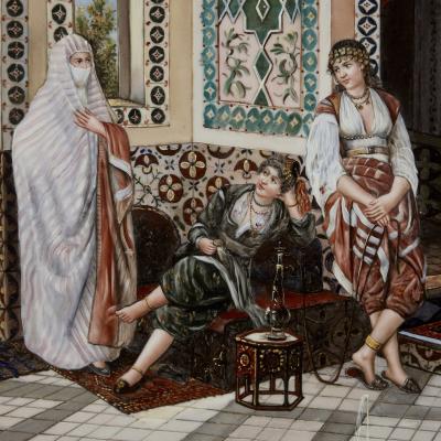 K nigliche Porzellan Manufaktur KPM Orientalist porcelain plaque in the manner of KPM