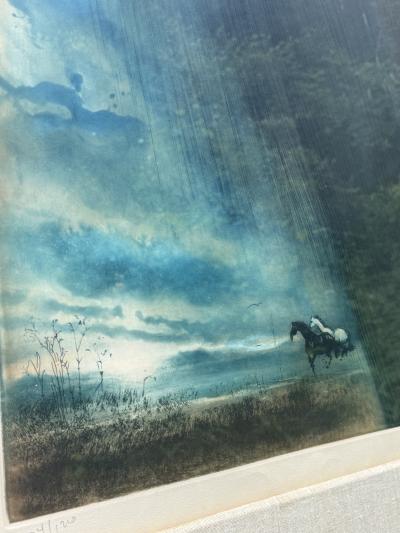KAIKO MOTI THE MONSOON HORSES ETCHING BY KAIKO MOTI