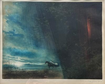 KAIKO MOTI THE MONSOON HORSES ETCHING BY KAIKO MOTI