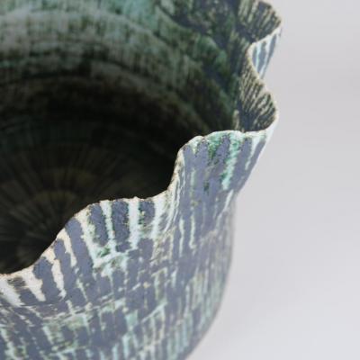 KATI TUOMINEN NIITTYL A Green Black Ceramic Art Basket The Forest Series 2 Kati Tuominen Niittyl 