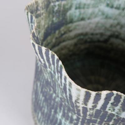 KATI TUOMINEN NIITTYL A Green Black Ceramic Art Basket The Forest Series 2 Kati Tuominen Niittyl 