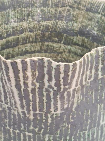 KATI TUOMINEN NIITTYL A Green Black Ceramic Art Basket The Forest Series 2 Kati Tuominen Niittyl 