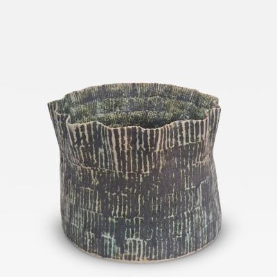 KATI TUOMINEN NIITTYL A Green Black Ceramic Art Basket The Forest Series 2 Kati Tuominen Niittyl 