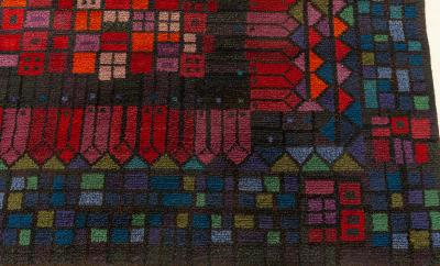 KERSTIN EKENGREN VINTAGE SWEDISH BLUE PURPLE RED PILE RUG BY KERSTIN EKENGREN