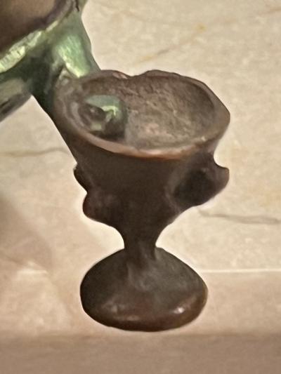 KIMBER FIEBIGER POLYCHROMED BRONZE OF HUMPTY DUMPTY SMOKING AND HAVING A COCKTAIL
