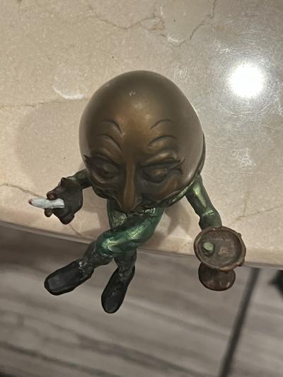 KIMBER FIEBIGER POLYCHROMED BRONZE OF HUMPTY DUMPTY SMOKING AND HAVING A COCKTAIL