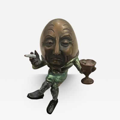 KIMBER FIEBIGER POLYCHROMED BRONZE OF HUMPTY DUMPTY SMOKING AND HAVING A COCKTAIL