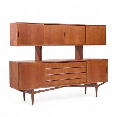 KNUD NIELSEN Knud Nielsen Mid Century Danish Teak Credenza and Hutch
