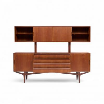KNUD NIELSEN Knud Nielsen Mid Century Danish Teak Credenza and Hutch