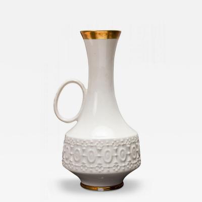 KPM Bavaria German Mid Century White and Gold and Raised Geometric Pattern Porce