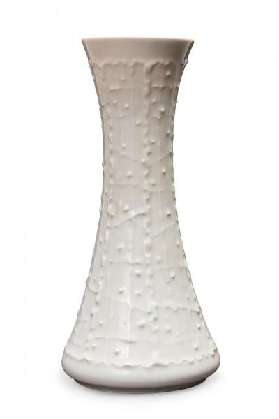 KPM West German Mid Century Organic Line and Dot Textured White Porcelain Vase