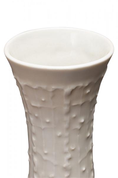 KPM West German Mid Century Organic Line and Dot Textured White Porcelain Vase