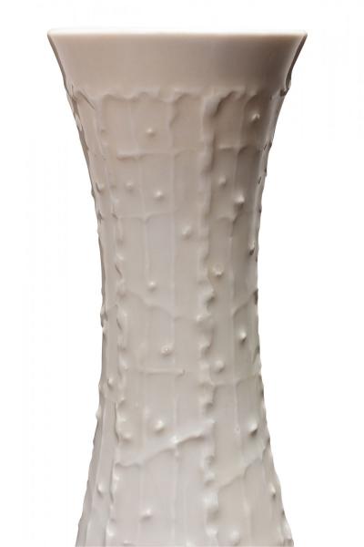KPM West German Mid Century Organic Line and Dot Textured White Porcelain Vase