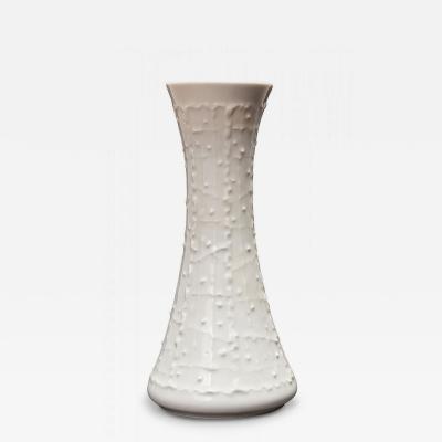 KPM West German Mid Century Organic Line and Dot Textured White Porcelain Vase