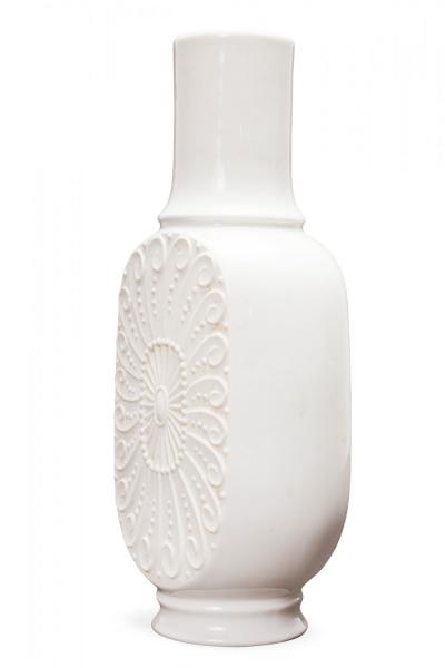 KPM West German Mid Century Raised Medallion and Spiral Pattern White Porcelain