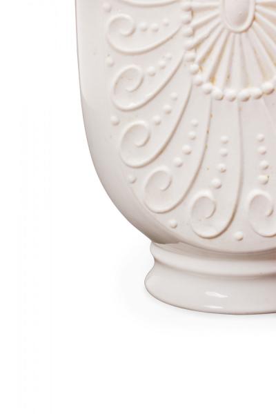 KPM West German Mid Century Raised Medallion and Spiral Pattern White Porcelain