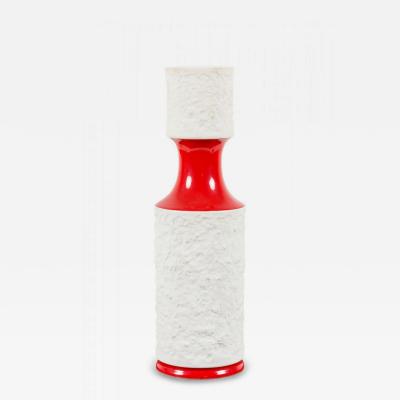 KPM West German Mid Century Red and White Textured Porcelain Vase