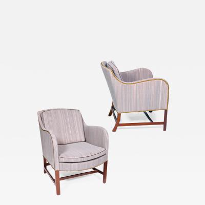Kaare Klint Classically Chic Pair of Mix Armchairs by Kaare Klint in Striae Horsehair
