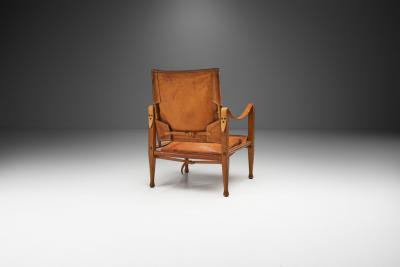 Kaare Klint Kaare Klint KK47000 Safari Chair in Patinated Leather Denmark 1930s