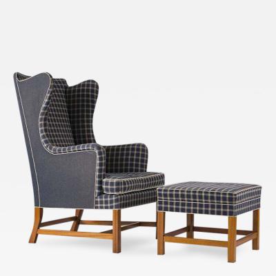 Kaare Klint Kaare Klint Wingback Chair and Stool