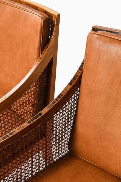 Kaare Klint Pair of Berg re Armchairs in Cane Leather Mahogany by Kaare Klint 1931