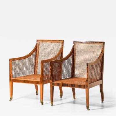 Kaare Klint Pair of Berg re Armchairs in Cane Leather Mahogany by Kaare Klint 1931