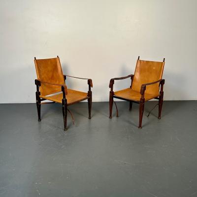 Kaare Klint Pair of Kaare Klint Danish Mid Century Modern Safari Lounge Chairs Rasmussen