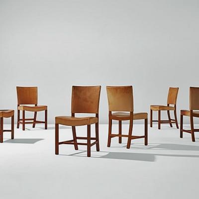 Kaare Klint Set of eight RED dinning chairs by Kaare Klint for Rod Rasmussen