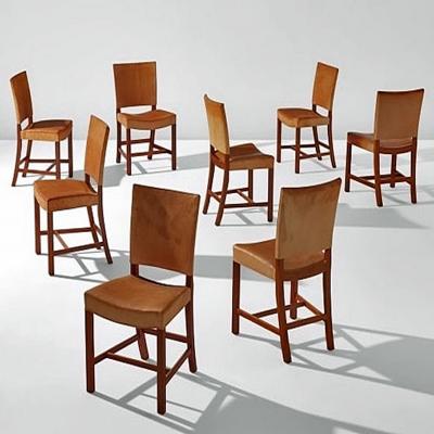 Kaare Klint Set of eight RED dinning chairs by Kaare Klint for Rod Rasmussen
